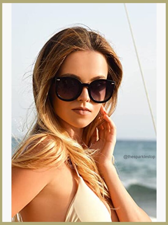 Round Polarized Sunglasses, Plastic Frame, Oversized Retro Style main image 6